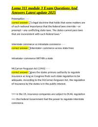 Loma 311 Module 3 Exam Questions and Answers: Insurance Regulation in the United States