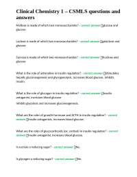 Clinical Chemistry 1: CSMLS Questions and Answers