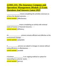LOMA 335: Insurance Company & Operations Management (Module 2) Exam Q&A
