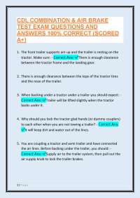 CDL Combination & Air Brake Test Exam Questions and Answers