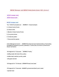 NRFSP Manager and Study Guide Exam: Food Safety Principles and Practices