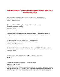Electrochemistry CH302: Fun Facts and Memorization with Verified Solutions