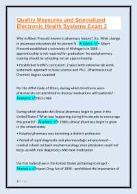 Pharmacy History and Practice: Quality Measures and Electronic Health Systems Exam 2