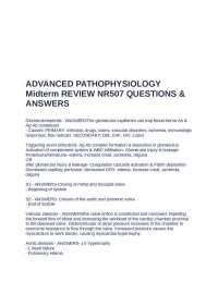 ADVANCED PATHOPHYSIOLOGY Midterm REVIEW NR507