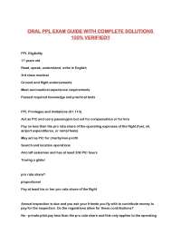 Private Pilot License (PPL) Exam Guide with Complete Solutions