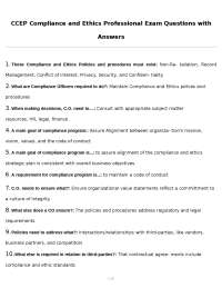 CCEP Compliance and Ethics Professional Exam Questions and Answers