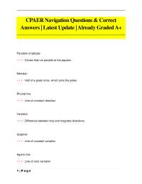 CPAER Navigation Questions & Correct Answers | Latest Update | Already Graded A+