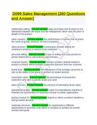 D099 Sales Management Exam with Correct Answers