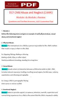 Child Abuse and Neglect: Module 1 & 2 Review Questions and Answers