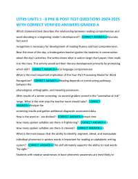 LETRS Units 1-8 Pre & Post Test Questions: Verified Answers