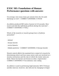 EXSC 505: Foundations of Human Performance - Questions and Answers