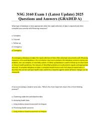 NSG 3160 Exam 1: Nursing Assessment and Critical Thinking
