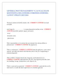 GENERAL PEST MANAGEMENT 7A EXAM QUESTIONS AND CORRECT ANSWERS || LATEST  UPDATE 2025/2026