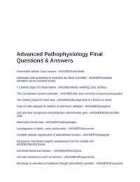 Advanced Pathophysiology: Questions and Answers