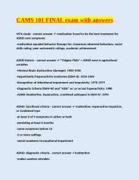 CAMS 101 Final Exam with Answers: A Comprehensive Guide to ADHD