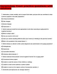 Gerontology Exam Practice Questions with Solutions