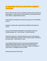 ACAMS-PREP-MOCK EXAM WITH CORRECT ANSWERS: Anti-Money Laundering (AML) Practice Questions