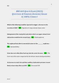 BIO 669 QUIZ 6 EXAM (2025) QUESTIONS & VERIFIED ANSWERS| GRADE A| 100% CORRECT