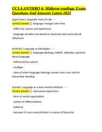 UCLA ANTHRO 4: Midterm Readings Exam Questions and Answers