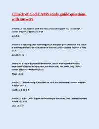 Church of God CAMS Study Guide Questions and Answers