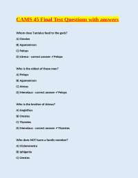 CAMS 45 Final Test Questions with Answers: Greek Mythology
