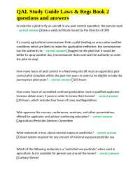 QAL Study Guide Laws & Regs Book 2: Questions and Answers on Pesticide Regulations