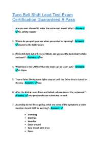 Taco Bell Shift Lead Test Exam: Certification Guaranteed A Pass