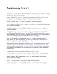 Archaeology Exam 1: Prehistory and Methods