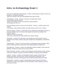 Introduction to Archaeology Exam 1: Key Concepts and Theories