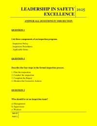 LEADERSHIP IN SAFETY EXCELLENCE QUESTIONS AND ANSWERS 2025