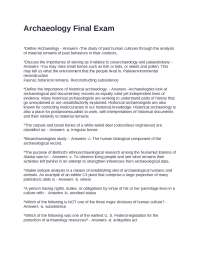 Archaeology Final Exam: Questions and Answers