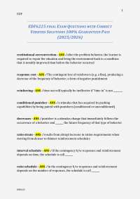 EDF6225 Final Exam Questions and Answers: Behavior Analysis and Applied Behavior Analysis