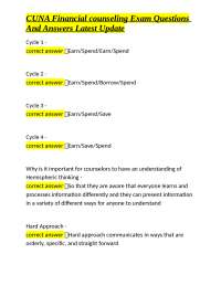 CUNA Financial Counseling Exam Questions and Answers