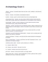 Archaeology Exam 1: Key Concepts and Definitions