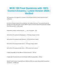 MCB 150 Final Questions with Answers: A Comprehensive Review of Key Concepts