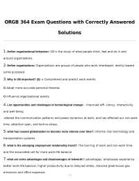 Organizational Behaviour Exam Questions and Solutions: A Comprehensive Guide
