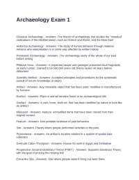 Archaeology Exam 1: Key Concepts and Definitions