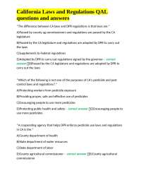California Pesticide Laws and Regulations: Multiple Choice Questions and Answers