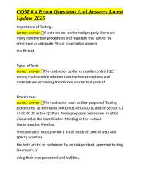 CQM 6.4 Exam Questions and Answers: Construction Quality Management Testing Procedures
