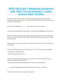 MCB 150 Exam 1 Mastering Questions with 100% Correct Answers | Latest Version 2024