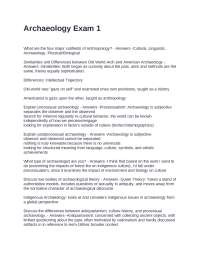Archaeology Exam 1: Key Concepts and Theories