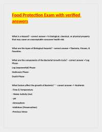 Food Protection Exam with Verified Answers: A Study Guide for Food Safety