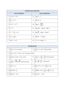 FORMULA SHEET ENGINEERING MATH SEMESTER 2