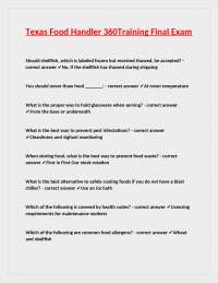 Texas Food Handler 360 Training Final Exam: Questions and Answers