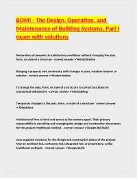 BOMI - The Design, Operation, and Maintenance of Building Systems, Part I exam with soluti
