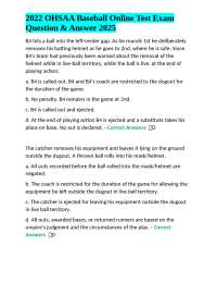 2022 OHSAA Baseball Online Test Exam: Questions and Answers