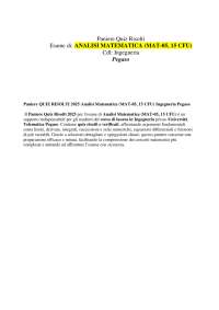 Paniere QUIZ RISOLTI 2025 Analisi Matematica (MAT-05, 15 CFU) Ingegneria Pegaso