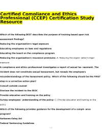 Certified Compliance and Ethics Professional (CCEP) Certification Study Resource