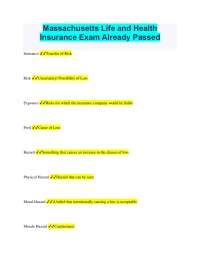 Massachusetts Life and Health Insurance Exam Already Passed