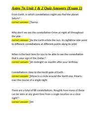 Astro 7n Unit 1 & 2 Quiz Answers (Exam 1)